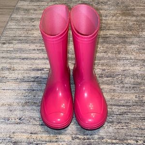 Pink rain boots